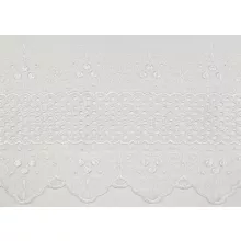 H3/6971 02 - natúr, hímzett voile, klasszikus mintával, max. 275 cm magas