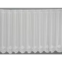    V/4915 - hímzett, aplikált, fehér voile, virágmintával, 45 cm magas