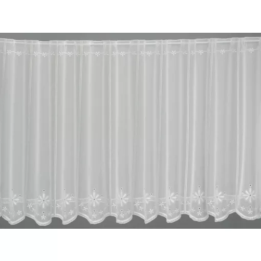  V/4915 - hímzett, aplikált, fehér voile, virágmintával, 90 cm magas