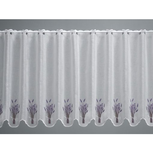  V/597 - hímzett, fehér batiszt, lila levendula mintával, 90 cm magas
