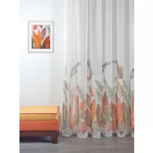  Blanche - fehér voile, narancs, nyomott levélmintával, max. 290 cm magas