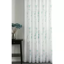 Cintia - fehér voile, türkiz zöld, nyomott virágmintával, max. 290 cm magas
