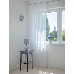    Cintia - fehér voile, nyomott virágmintával, max. 290 cm magas