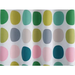  Dotty - dim out, fehér alapon, nagy, zöld-rózsaszín pöttyökkel