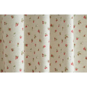   Fenice - drapp, rusztikus dekorvászon, piros, apró virágmintával