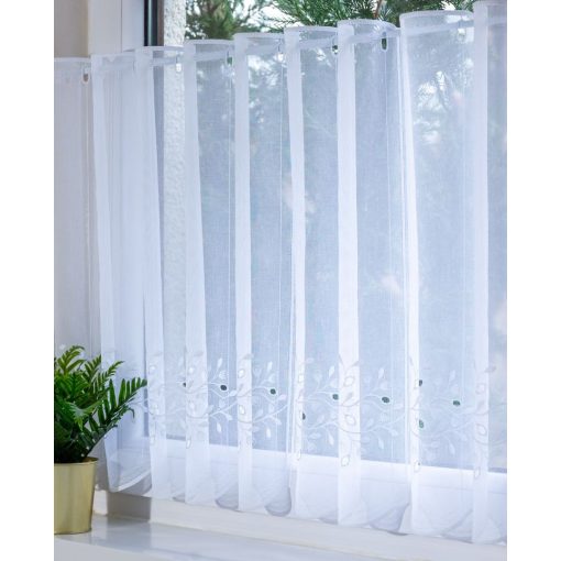  Garadna - hímzett, aplikált, fehér szablé, ág- és levélmintával, 60 cm magas