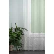 H1/2045 - hímzett, fehér tüll, levélmintával, max. 285 cm magas