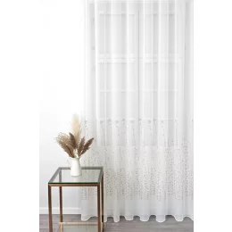    H1/218 07 - hímzett, fehér alapon bézs, ágmintás voile, max 290 cm magas