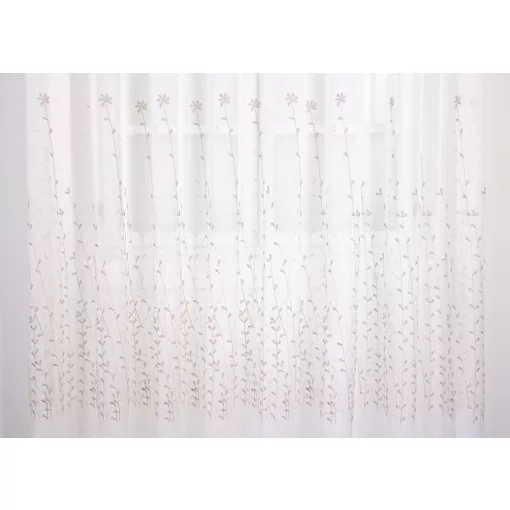 H1/218 07 - hímzett, fehér alapon bézs, ágmintás voile, max 290 cm magas