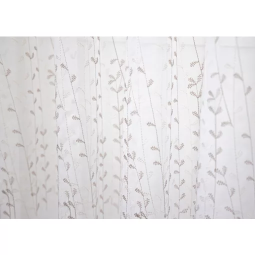  H1/218 07 - hímzett, fehér alapon bézs, ágmintás voile, max 290 cm magas