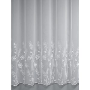   H1/3048 - hímzett, fehér tüll, pipacsmintával, max. 170 cm magas