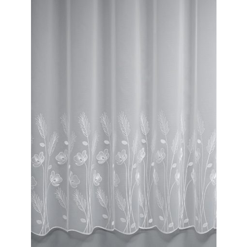 H1/3048 - hímzett, fehér tüll, pipacsmintával, max. 170 cm magas