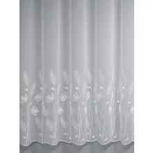 H1/3048 - hímzett, fehér tüll, pipacsmintával, max. 285 cm magas
