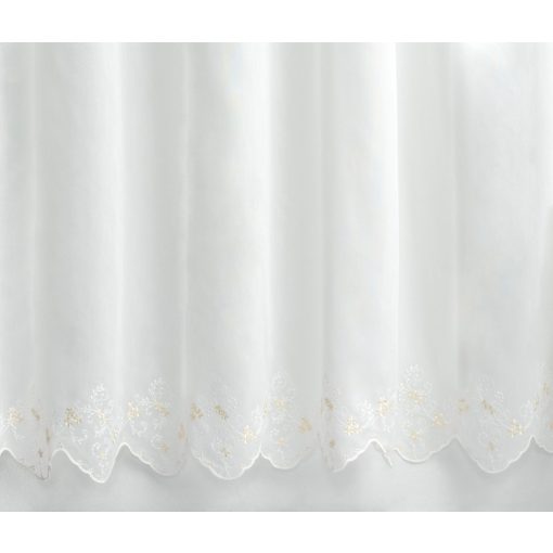 H1/3556 - hímzett, fehér voile, sárga virágmintával, max. 175 cm magas