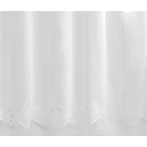    H1/3556 - hímzett, fehér, virágmintás voile, max. 275 cm magas