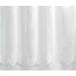    H1/3556 - hímzett, fehér voile, sárga virágmintával, max. 275 cm magas