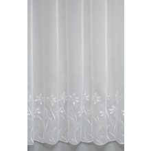 H1/4883 - hímzett, aplikált, fehér, virágmintás tüll, max. 170 cm magas