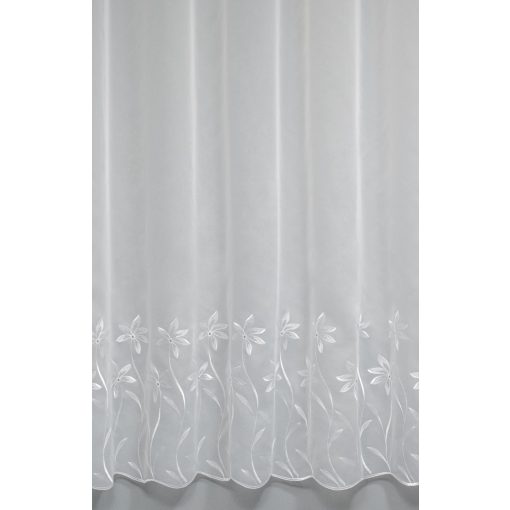 H1/4883 - hímzett, aplikált, fehér, virágmintás tüll, max. 170 cm magas