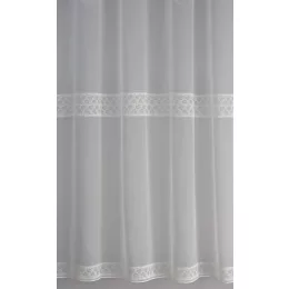    H2/1034 - hímzett, fehér, levélmintás voile, max 285 cm magas