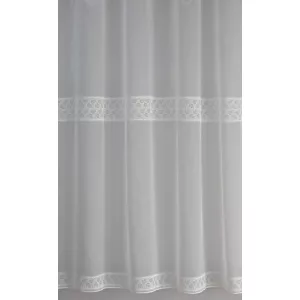    H2/1034 - hímzett, fehér, levélmintás voile, max 285 cm magas