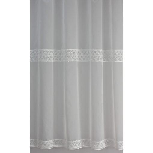  H2/1034 - hímzett, fehér, levélmintás voile, max 285 cm magas