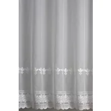  H2/1047 - hímzett, aplikált, fehér, levélmintás voile, max 285 cm magas