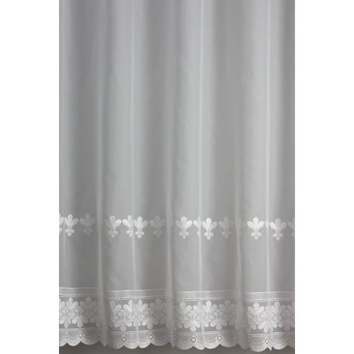  H2/1047 - hímzett, aplikált, fehér, levélmintás voile, max 285 cm magas