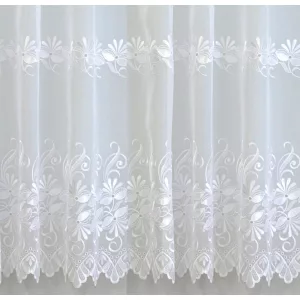    H2/1182 - hímzett, aplikált, fehér voile, max. 170 cm magas