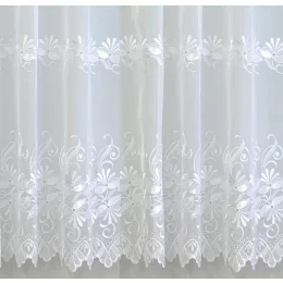    H2/1182 - hímzett, aplikált, fehér voile, max. 270 cm magas