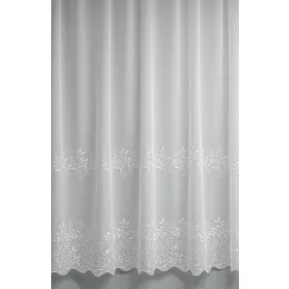    H2/1827 - hímzett, fehér, levélmintás szablé, max 285 cm magas