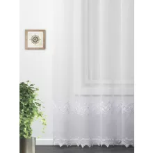  H2/4654 - hímzett, aplikált, fehér, levélmintás szablé, max 275 cm magas