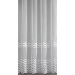   H2/4937 - fehér, hímzett, hullámmintás voile, max. 285 cm magas