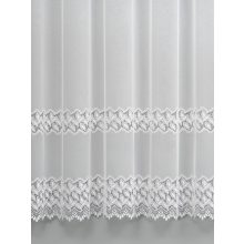  H2/8747 - hímzett, aplikált, levélmintás, fehér szablé, max 285 cm magas