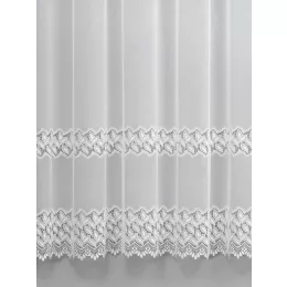    H2/8747 - hímzett, aplikált, levélmintás, fehér szablé, max 285 cm magas