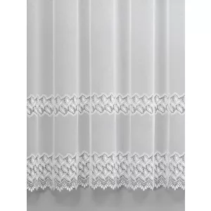    H2/8747 - hímzett, aplikált, levélmintás, fehér szablé, max 285 cm magas