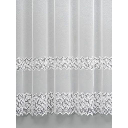  H2/8747 - hímzett, aplikált, levélmintás, fehér szablé, max 285 cm magas