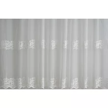 H3/1438 - hímzett, fehér tüll, indamintával, max. 285 cm magas