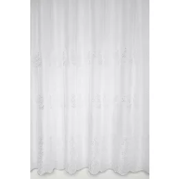    H3/3318 01 - hímzett, fehér, ágmintás voile, max 170 cm magas