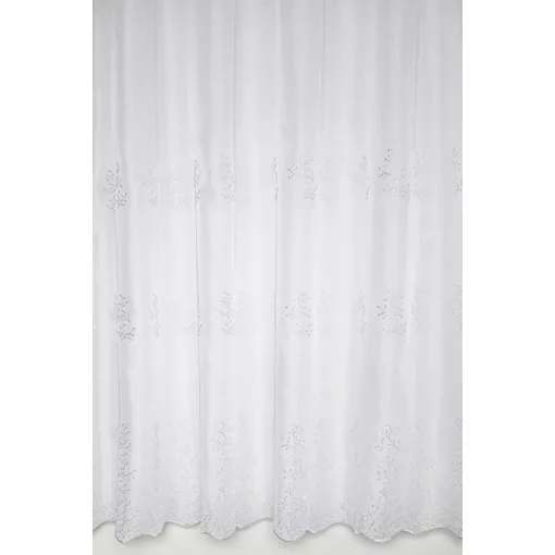  H3/3318 01 - hímzett, fehér, ágmintás voile, max 285 cm magas