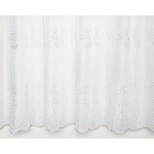  H3/3318 01 - hímzett, fehér, ágmintás voile, max 285 cm magas