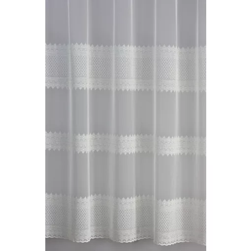 H3/6589 - fehér hímzett tüll, klasszikus, mintával, max. 295 cm magas