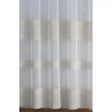 H3/6589 - fehér, hímzett tüll, klasszikus, ekrü mintával, max. 295 cm magas