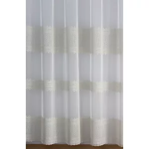   H3/6589 - fehér, hímzett tüll, klasszikus, ekrü mintával, max. 295 cm magas