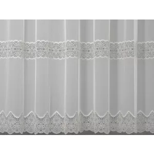   Linka - natúr színű, hímzett tüll, klasszikus mintával, max. 295 cm magas