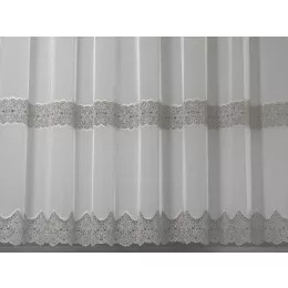   Linka - natúr színű, tüll, ezüstszürke hímzéssel, max. 295 cm magas