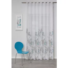    Lupita - fehér voile, zöld és barack színű mintával, max. 295 cm magas