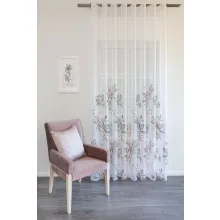  Lupita - fehér voile, mályva és zöld színű mintával, max. 295 cm magas