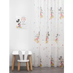   Mickey/C/04 - fehér voile, színes, "Mickey egér" mintával, max. 280 cm magas