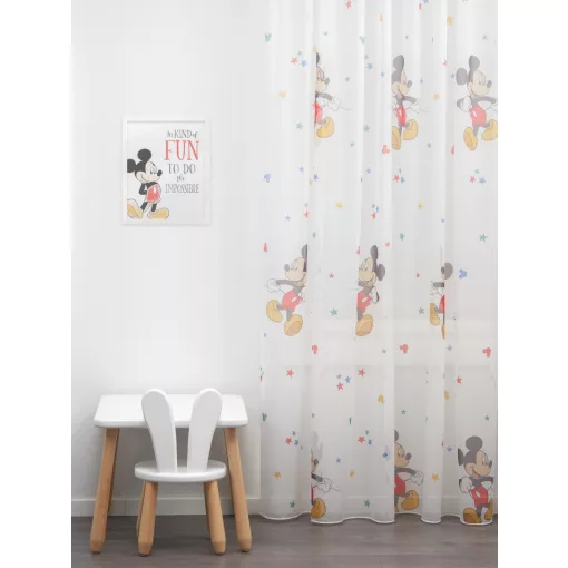 Mickey/C/04 - fehér voile, színes, "Mickey egér" mintával, max. 280 cm magas