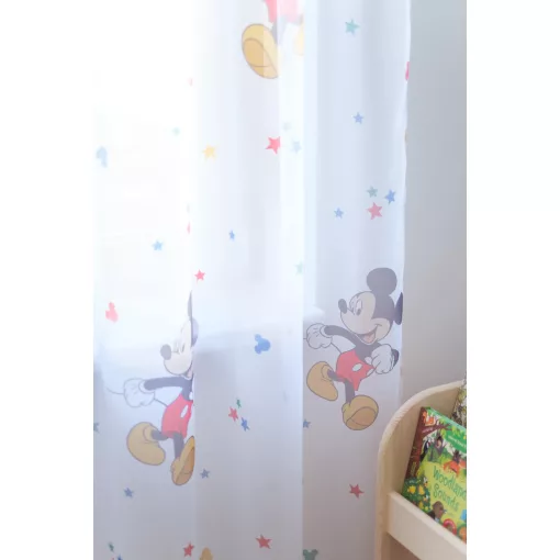 Mickey/C/04 - fehér voile, színes, "Mickey egér" mintával, max. 280 cm magas